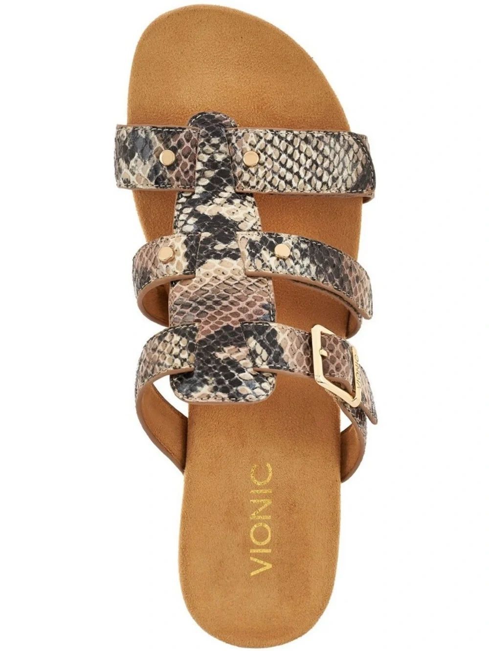 Vionic Women's Snake-Print Multi-Tone Slide Sandal